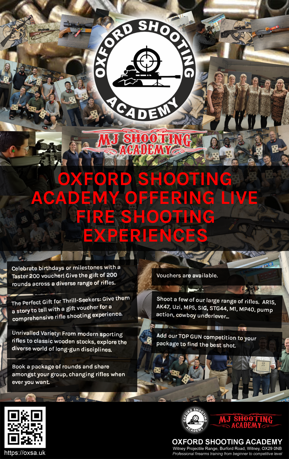 Firearms training session using various sporting firearms