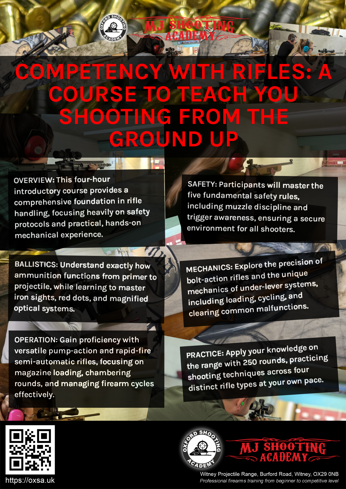 Firearms training session using various sporting firearms