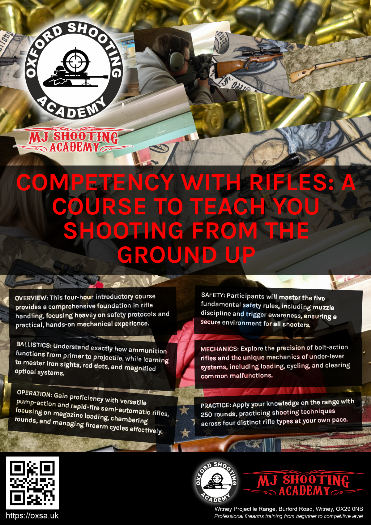 Firearms training session using various sporting firearms