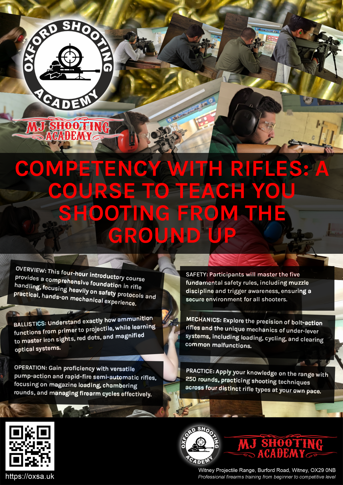 Firearms training session using various sporting firearms