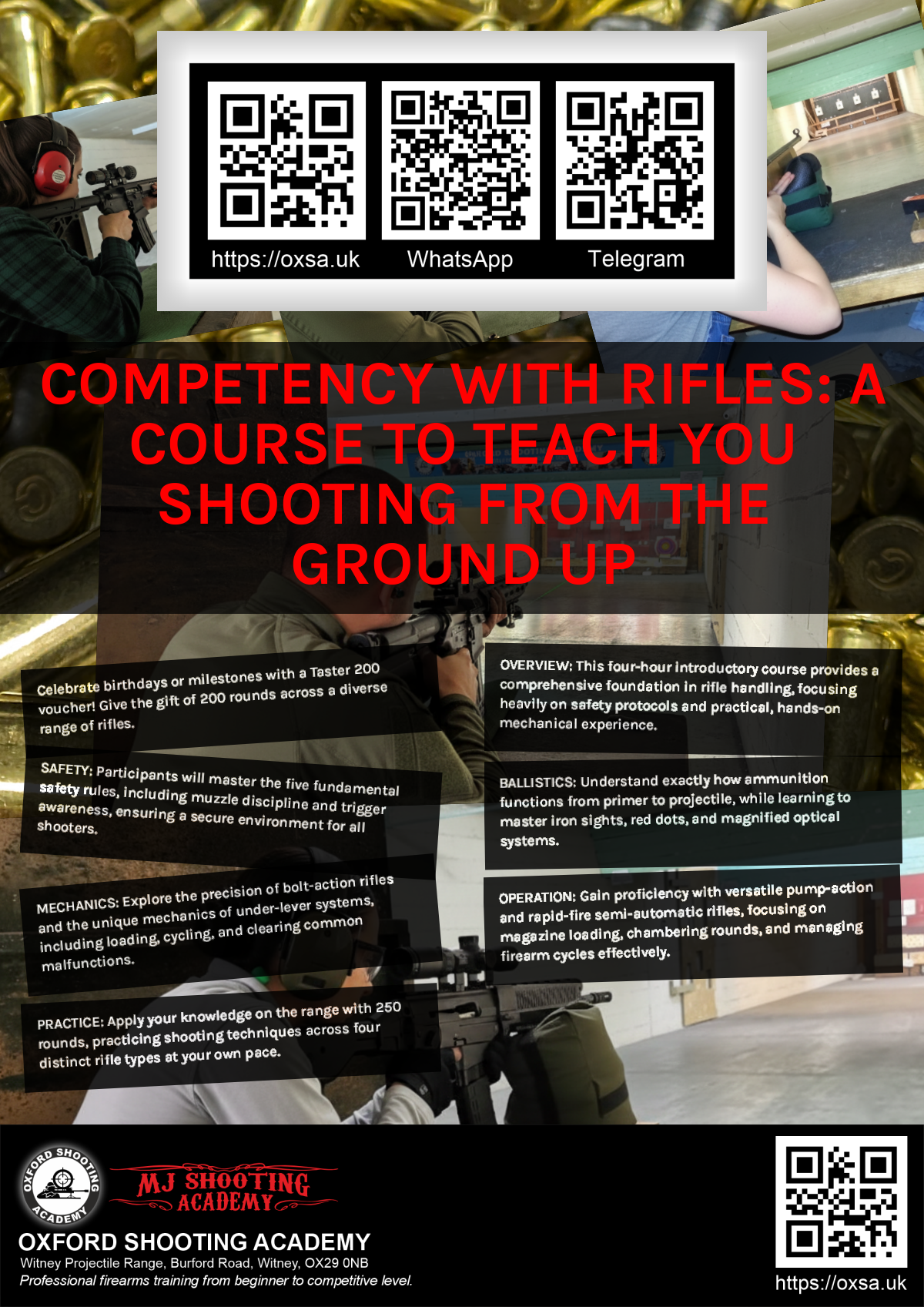 Firearms training session using various sporting firearms