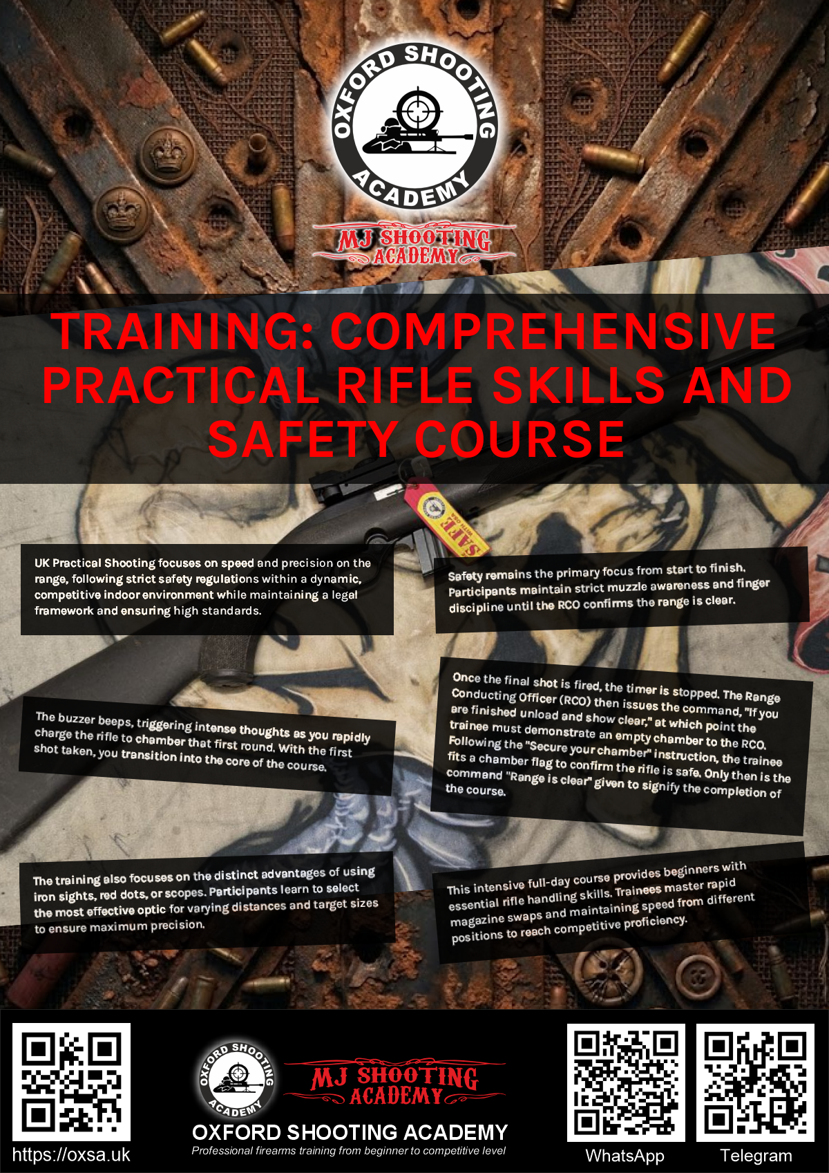 Firearms training session using various sporting firearms