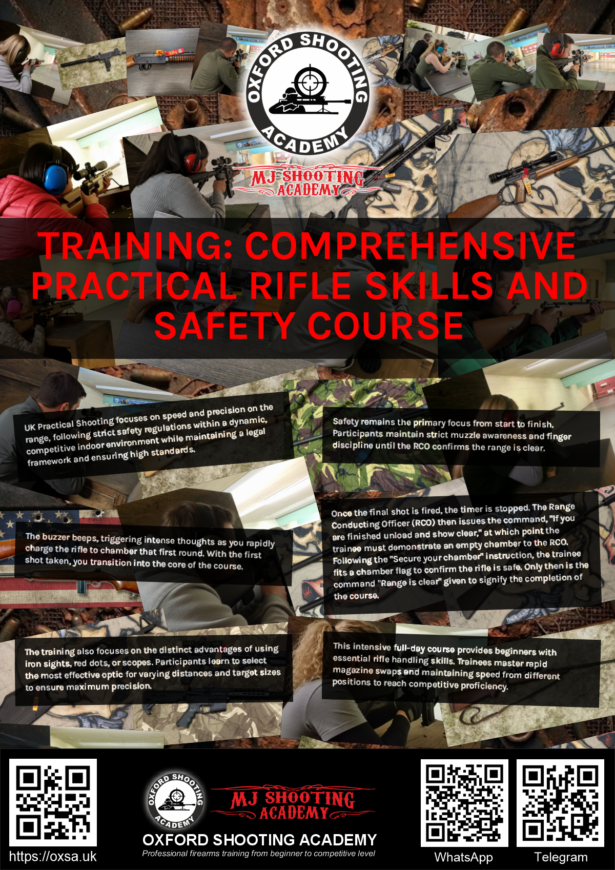 Firearms training session using various sporting firearms