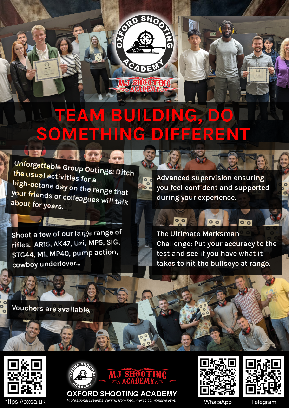 Firearms training session using various sporting firearms