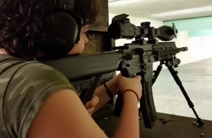 Precision shooting session focusing on firearm safety and handling