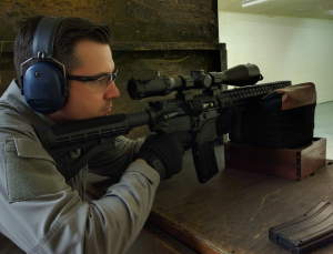 Precision shooting session focusing on firearm safety and handling
